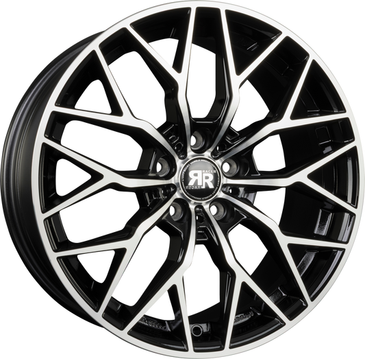 Racer Mygal Noir Brillant Face Polie - Bright Black Machined Alufelge 8x18 Zoll ET35 LK 5x112 ML66.6 – Bild 2
