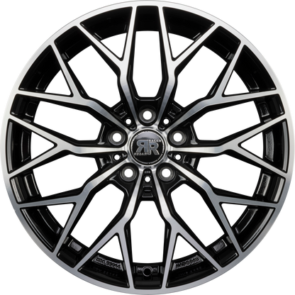 Racer Mygal Noir Brillant Face Polie - Bright Black Machined Alufelge 8x18 Zoll ET40 LK 5x114.3 ML67.1
