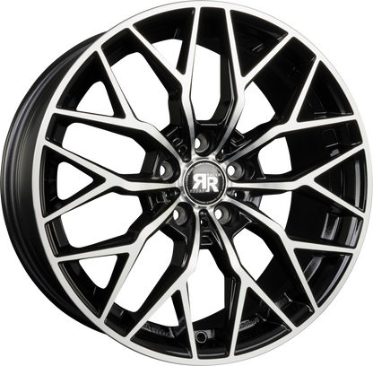 Racer Mygal Noir Brillant Face Polie - Bright Black Machined Alufelge 8x18 Zoll ET40 LK 5x114.3 ML67.1 – Bild 2