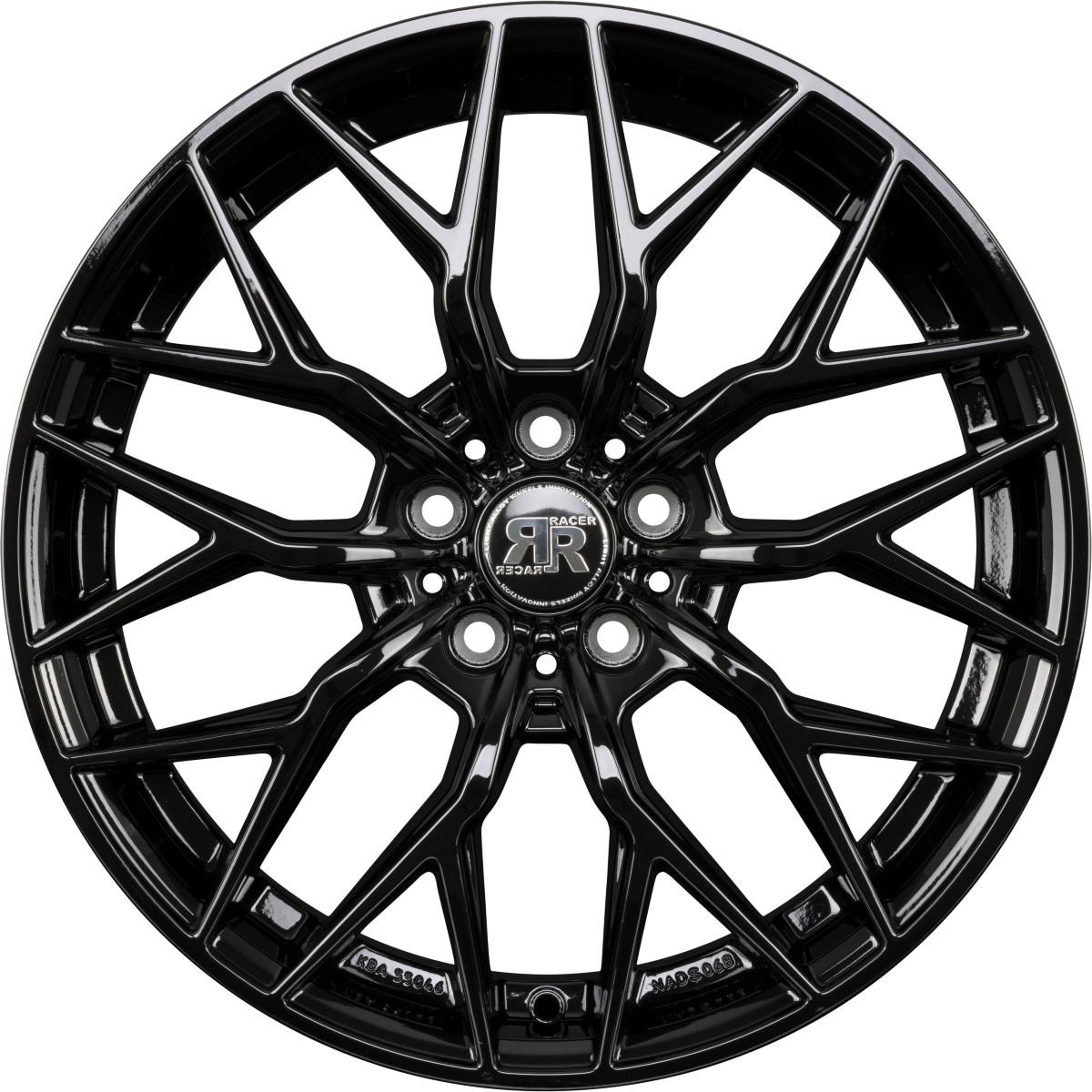 Racer Mygal Noir Brillant - Bright Black Alufelge 8x18 Zoll ET45 LK 5x112 ML67.1