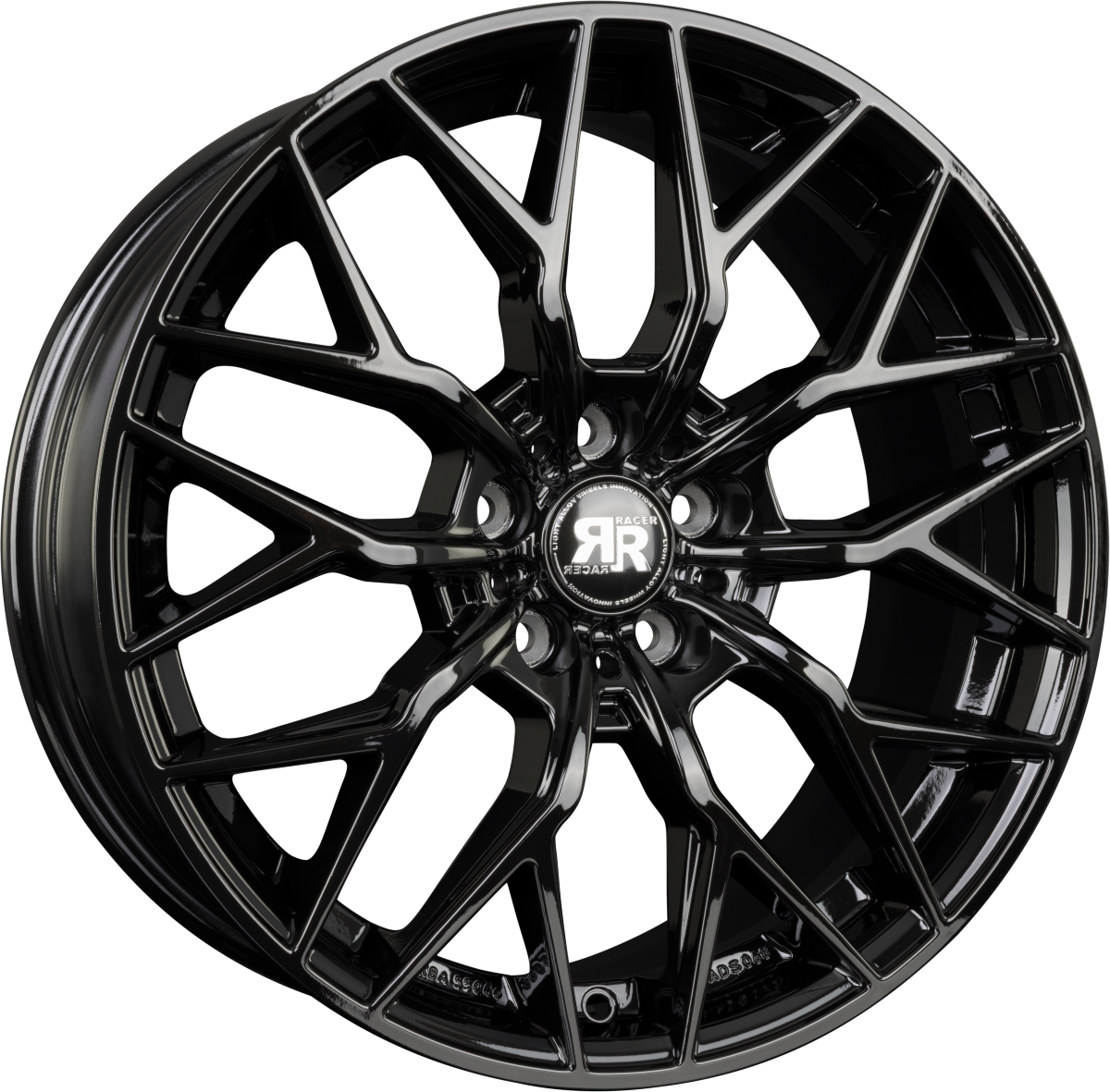Racer Mygal Noir Brillant - Bright Black Alufelge 8x18 Zoll ET45 LK 5x112 ML67.1 – Bild 2