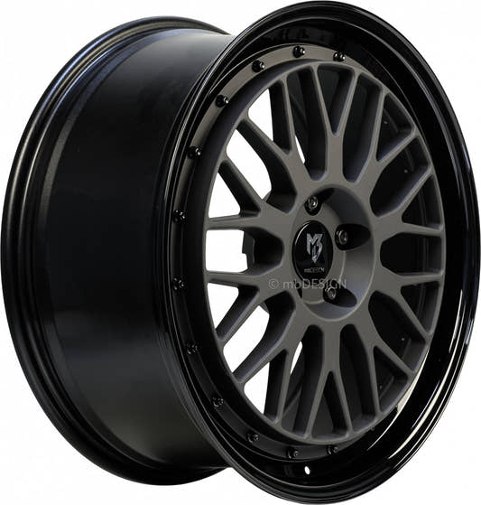 Mbdesign LV1 schwarz stumpfmatt/schwarz glänzend Alufelge 7x17 Zoll ET35 LK 4x100 ML67.1 – Bild 2