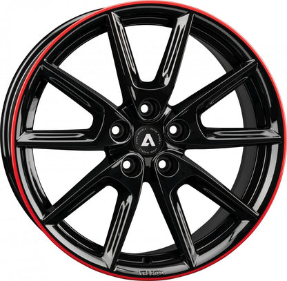 Akoni AK09 black glossy rim red Alufelge 8x19 Zoll ET50 LK 5x112 ML66.5
