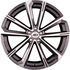 AEZ Aruba DARK - Gunmetal Glänzend Frontpoliert Alufelge 8x18 Zoll ET35 LK 5x112 ML70.1