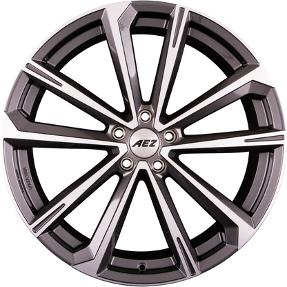 AEZ Aruba DARK - Gunmetal Glänzend Frontpoliert Alufelge 8x18 Zoll ET35 LK 5x112 ML70.1