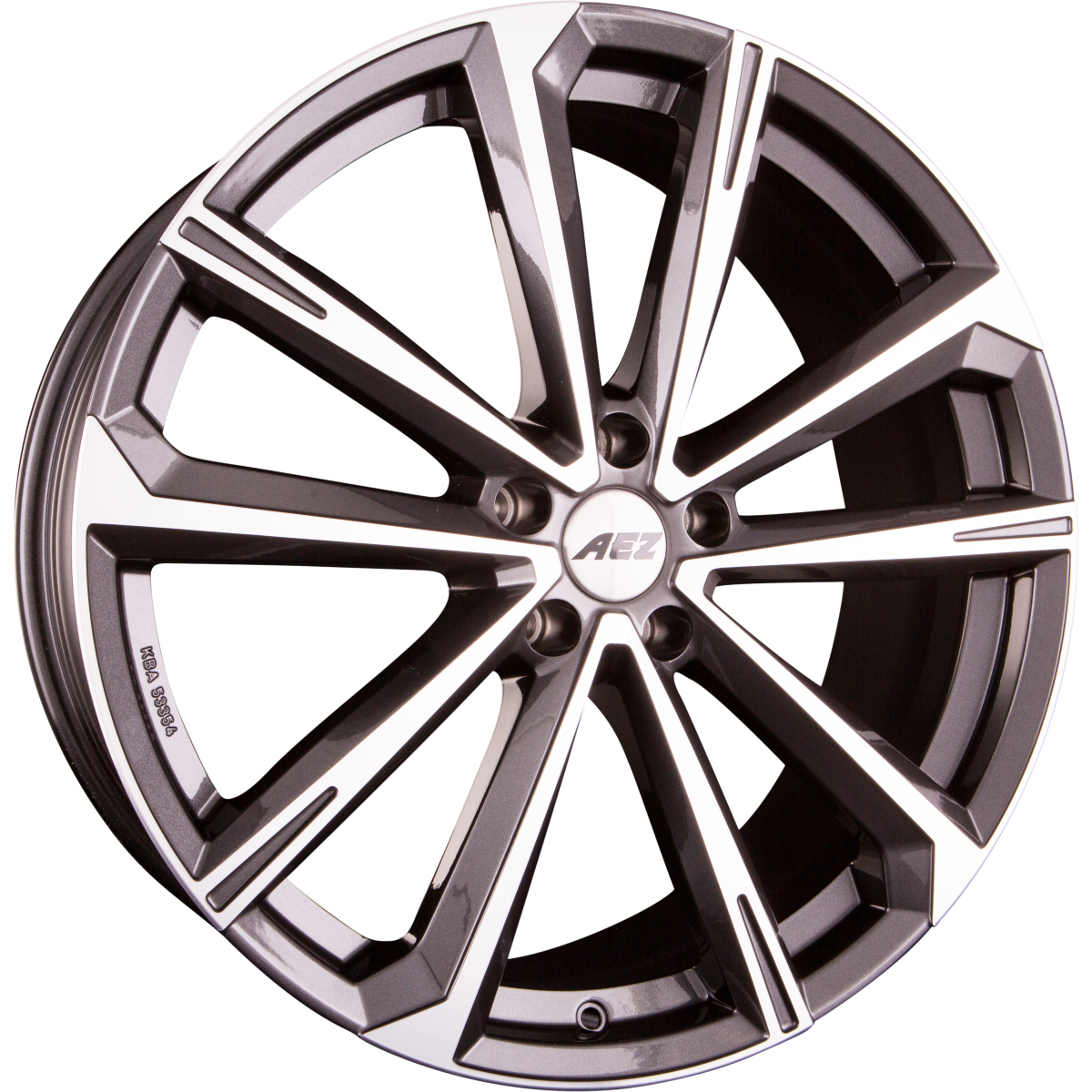 AEZ Aruba DARK - Gunmetal Glänzend Frontpoliert Alufelge 8x18 Zoll ET35 LK 5x112 ML70.1 – Bild 2