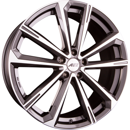 AEZ Aruba DARK - Gunmetal Glänzend Frontpoliert Alufelge 8x18 Zoll ET35 LK 5x112 ML70.1 – Bild 2