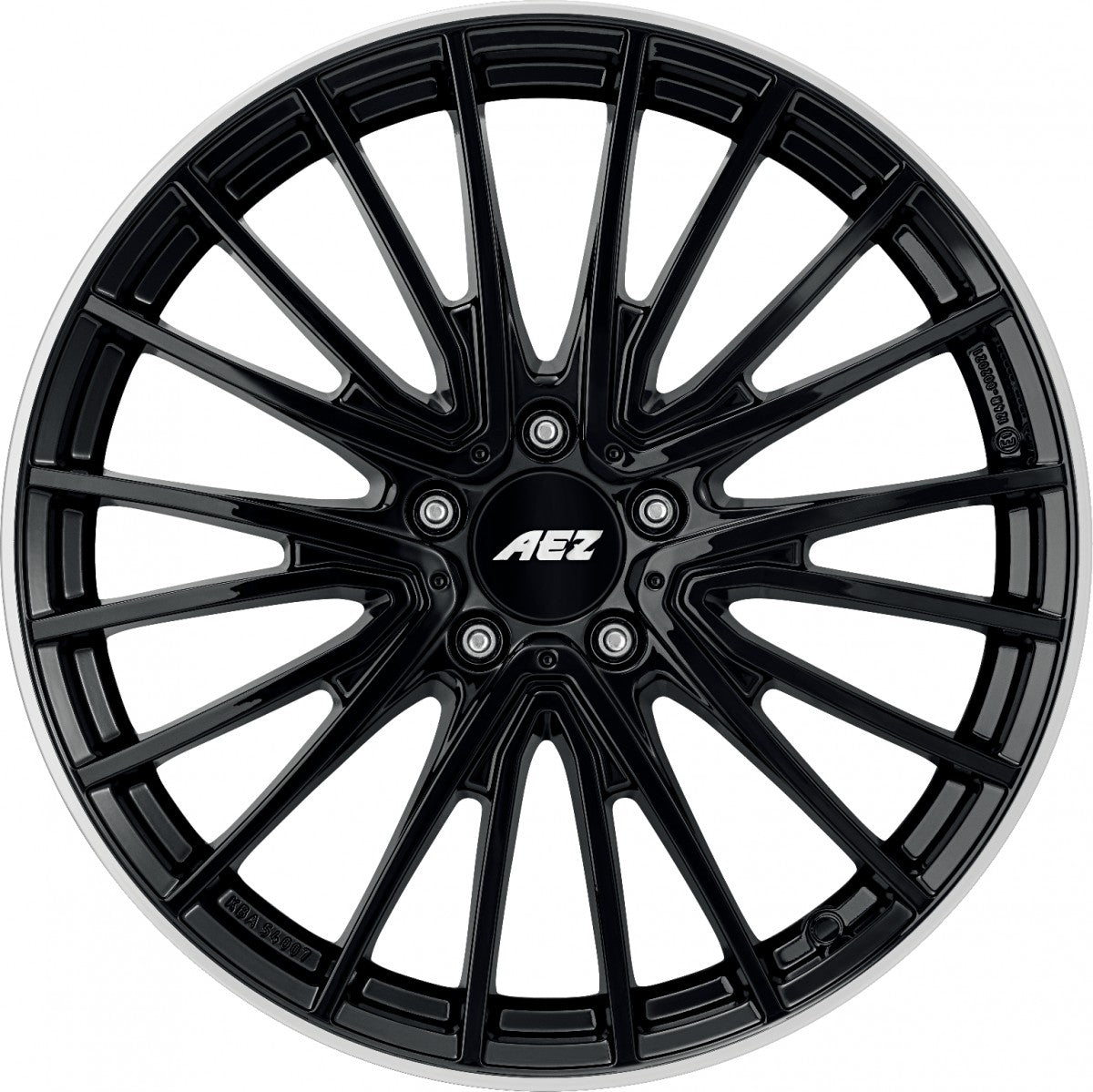 AEZ Berlin black/polished lip 7.5x19 ET49 - LK5/112 ML66.6