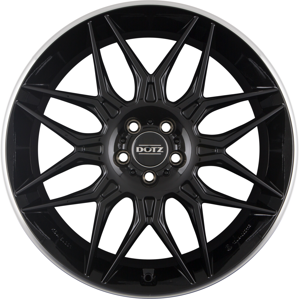 Dotz Longbeach DARK - Schwarz Glänzend Poliertes Horn Alufelge 10x20 Zoll ET43 LK 5x112 ML66.6