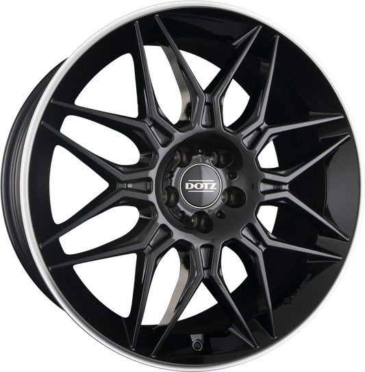 Dotz Longbeach DARK - Schwarz Glänzend Poliertes Horn Alufelge 10x20 Zoll ET43 LK 5x112 ML66.6 – Bild 2