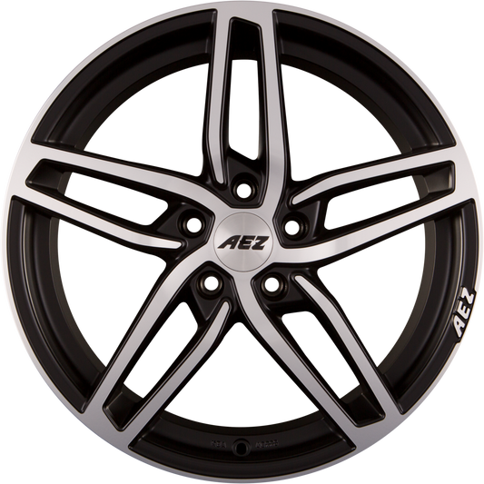 AEZ Genua DARK Black Matt Polished Alufelge 8x19 Zoll ET42 LK 5x112 ML66.6