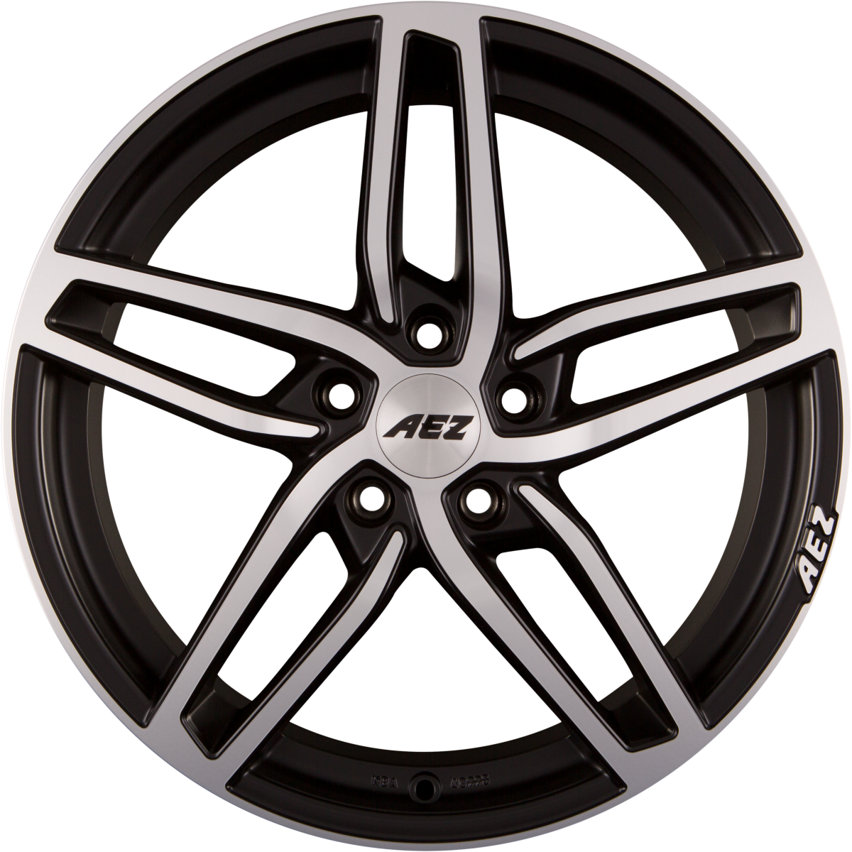 AEZ Genua DARK Black Matt Polished Alufelge 8x19 Zoll ET42 LK 5x112 ML66.6