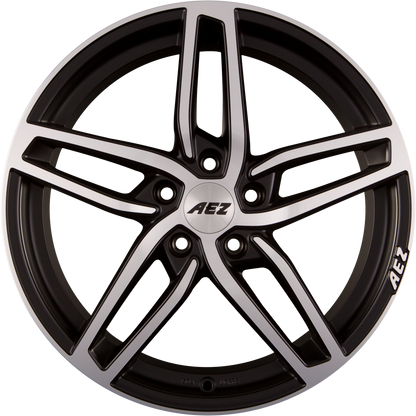 AEZ Genua DARK Black Matt Polished Alufelge 8x19 Zoll ET42 LK 5x112 ML66.6