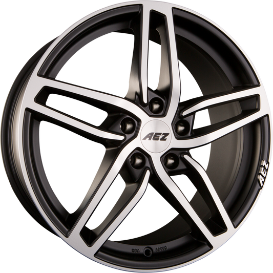 AEZ Genua DARK Black Matt Polished Alufelge 8x19 Zoll ET42 LK 5x112 ML66.6 – Bild 2