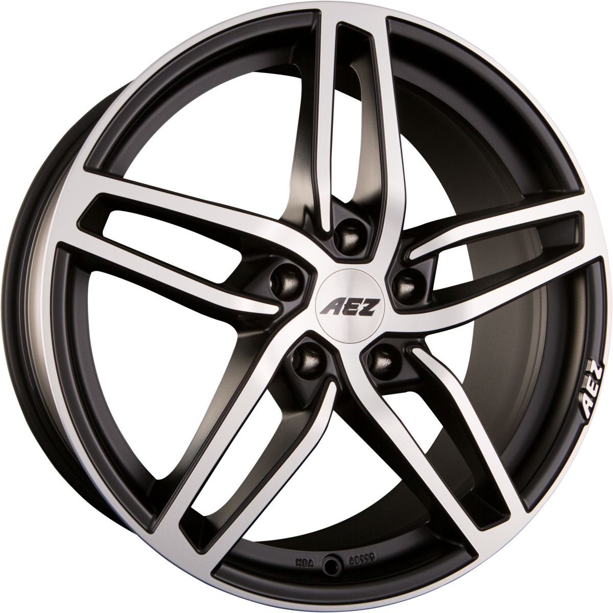 AEZ Genua DARK Black Matt Polished Alufelge 8x19 Zoll ET42 LK 5x112 ML66.6 – Bild 2