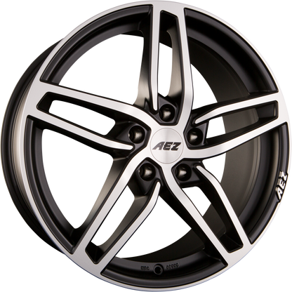 AEZ Genua DARK Black Matt Polished Alufelge 8x19 Zoll ET42 LK 5x112 ML66.6 – Bild 2