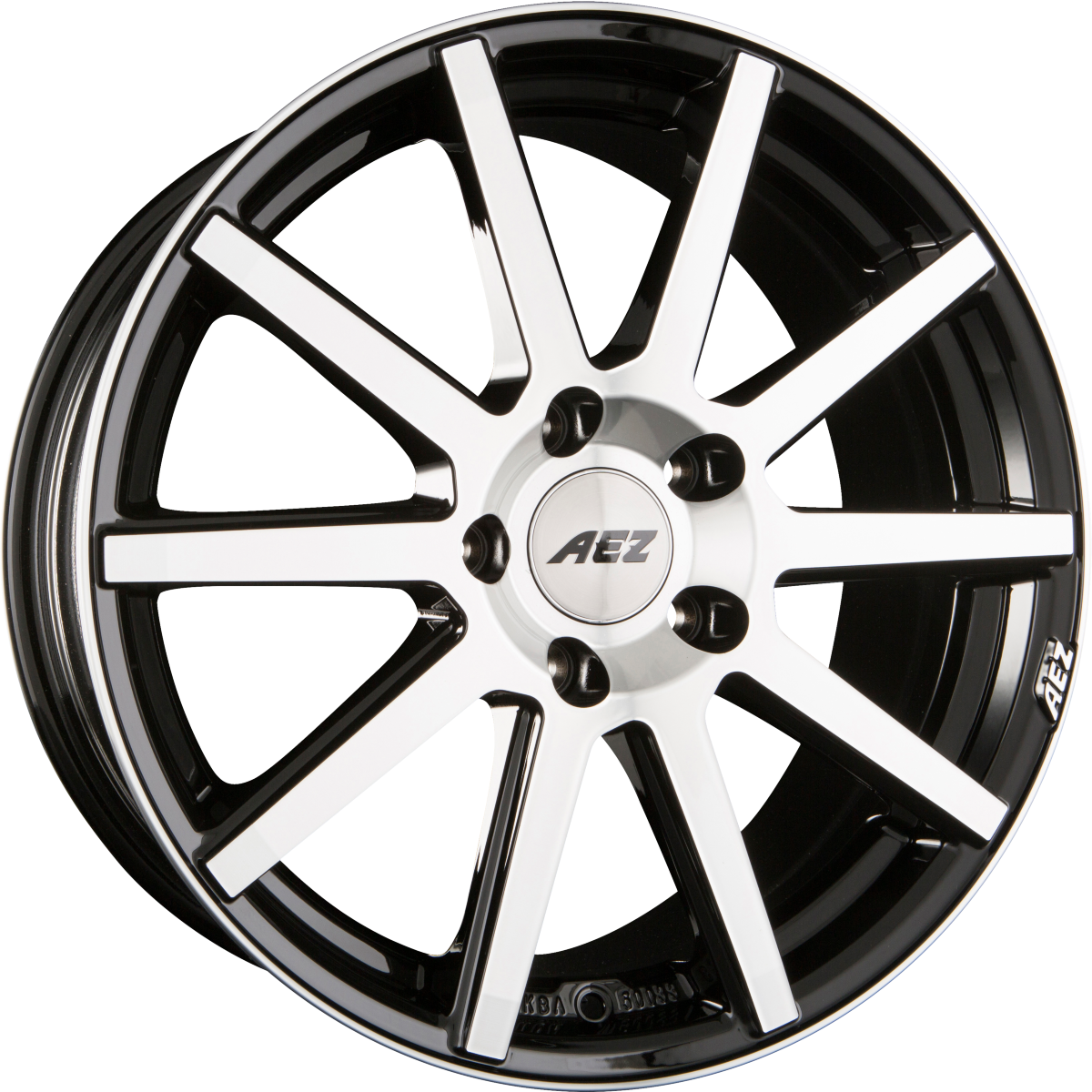 AEZ Straight Black Polished Front Alufelge 9.5x19 Zoll ET17 LK 5x120 ML72.6 – Bild 2