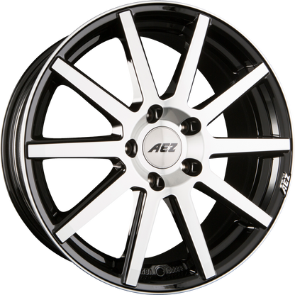 AEZ Straight Black Polished Front Alufelge 9.5x19 Zoll ET17 LK 5x120 ML72.6 – Bild 2
