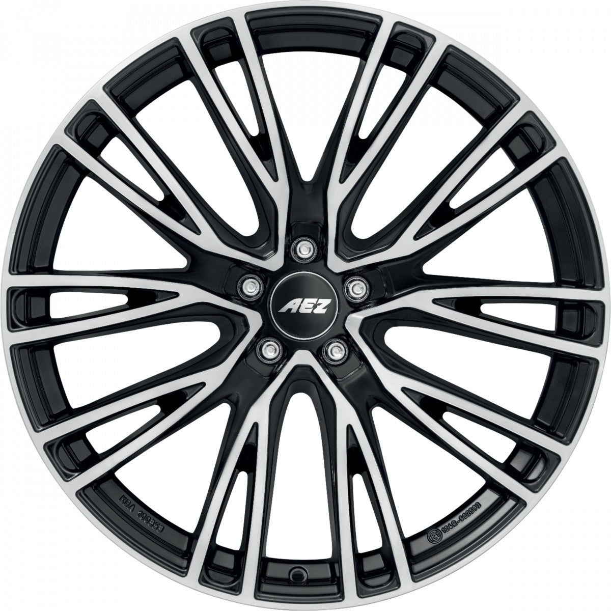 AEZ Seattle black/polished 9.5x22 ET42 - LK5/112 ML66.6