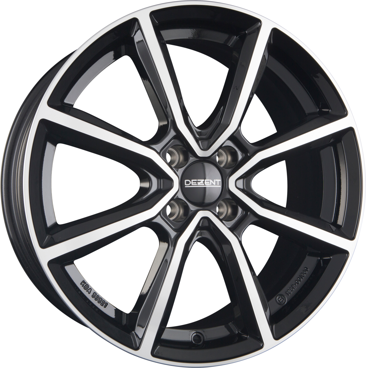 Dezent TN DARK - Schwarz Frontpoliert Alufelge 6.5x16 Zoll ET43 LK 4x100 ML60.1 – Bild 2