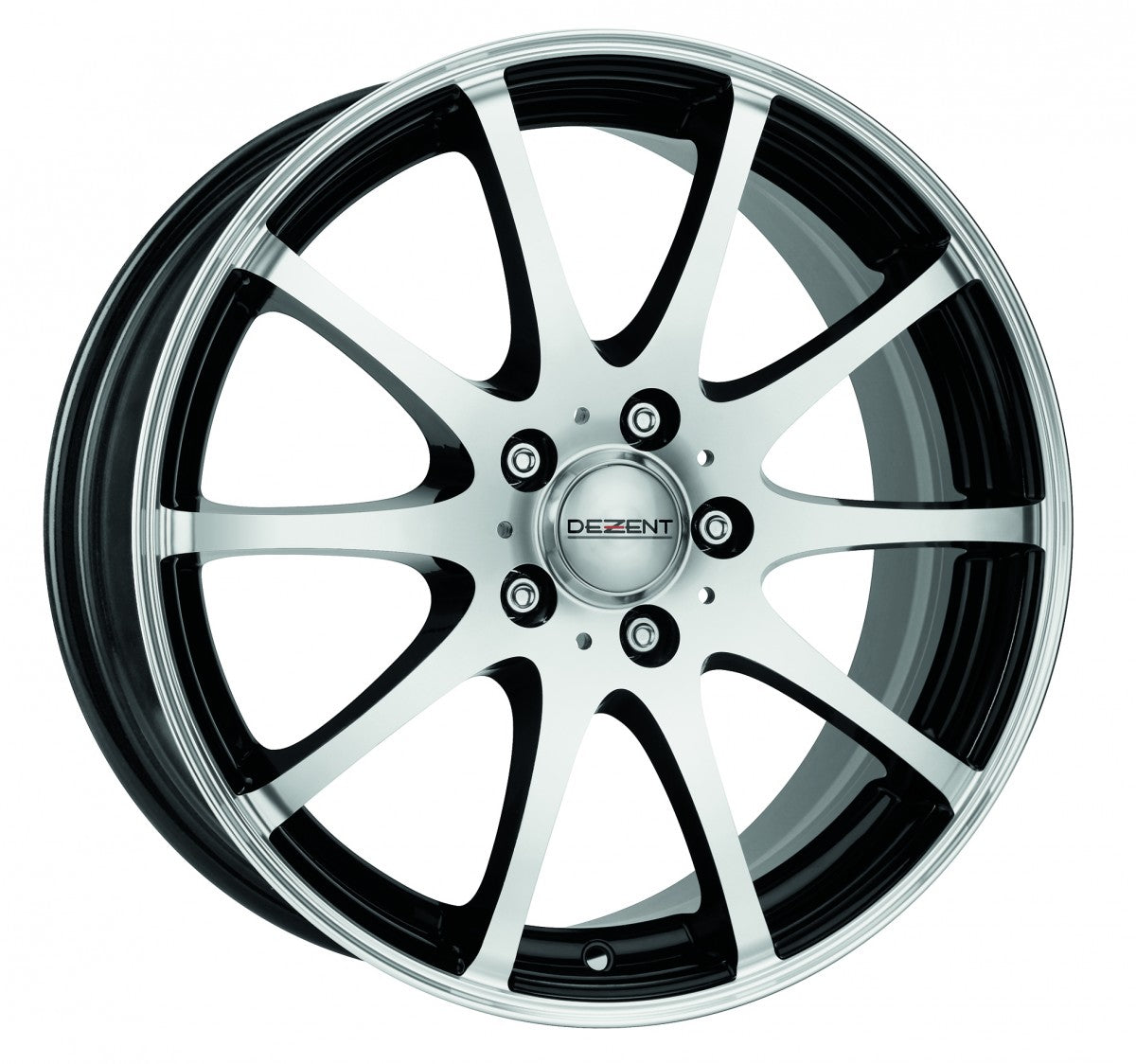 Dezent V black polished Alufelge 6.5x15 Zoll ET38 LK 5x100 ML60.1
