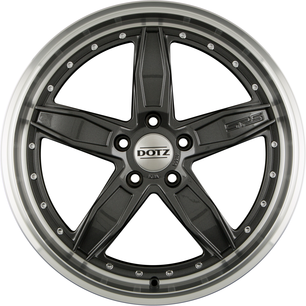 Dotz SP5 DARK - Gunmetal Polished Lip Alufelge 8.5x20 Zoll ET28 LK 5x112 ML70.1