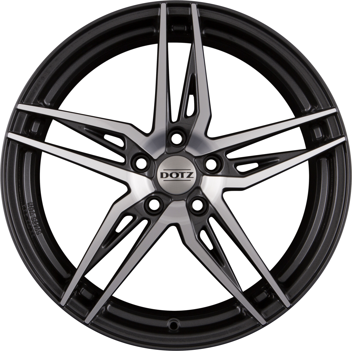 Dotz Interlagos DARK - Gunmetal Frontpoliert Alufelge 7.5x17 Zoll ET48 LK 5x114.3 ML71.6