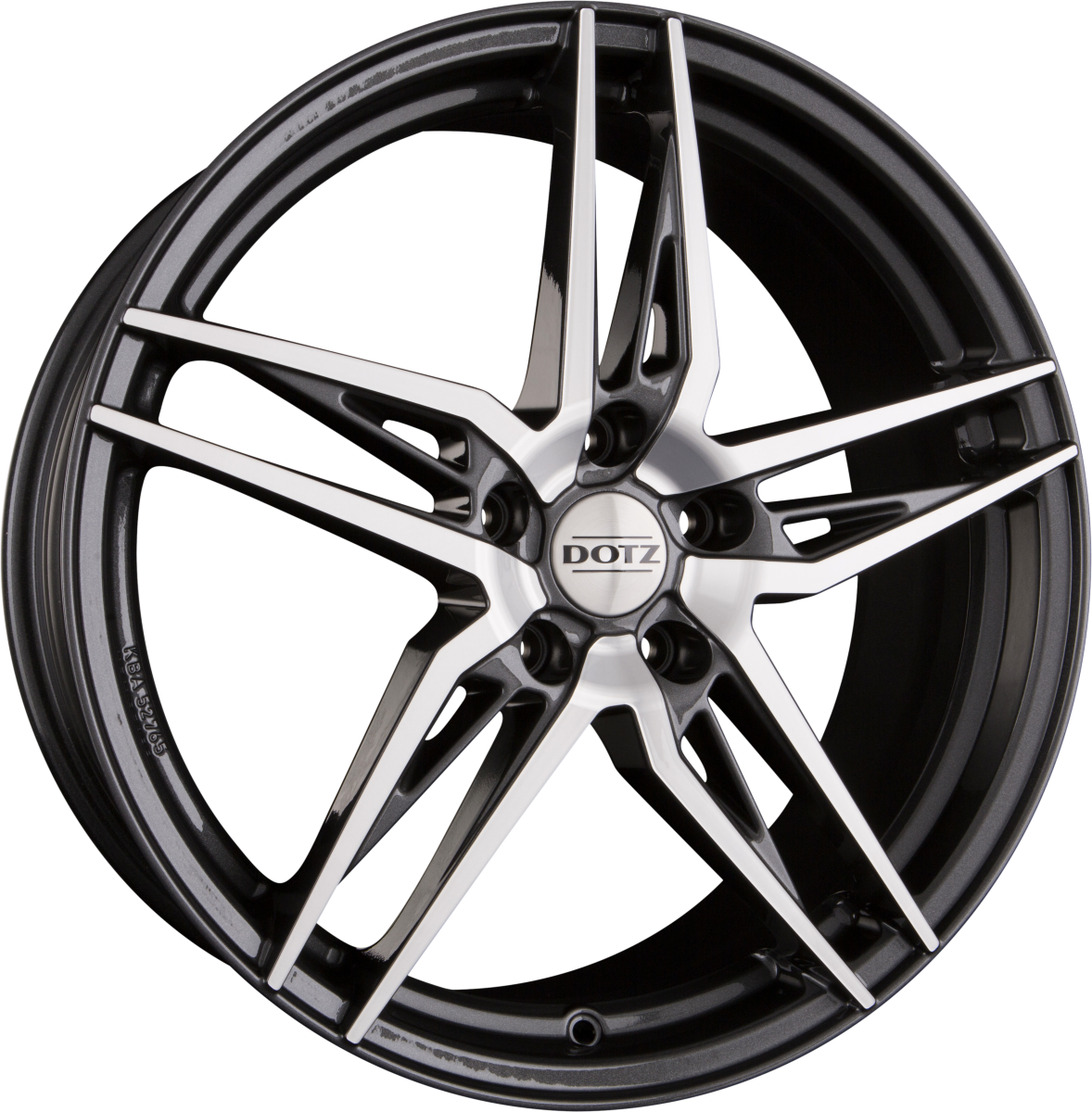 Dotz Interlagos DARK - Gunmetal Frontpoliert Alufelge 7.5x17 Zoll ET48 LK 5x114.3 ML71.6 – Bild 2