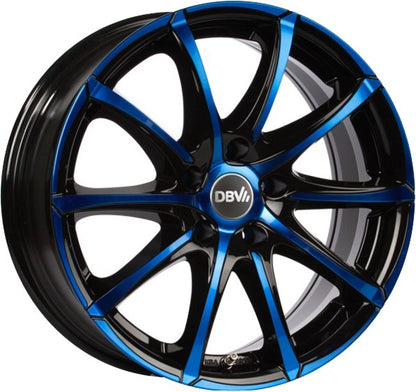DBV Tropez schwarz glänzend blau eloxiert Alufelge 8x18 Zoll ET30 LK 5x120 ML72.6
