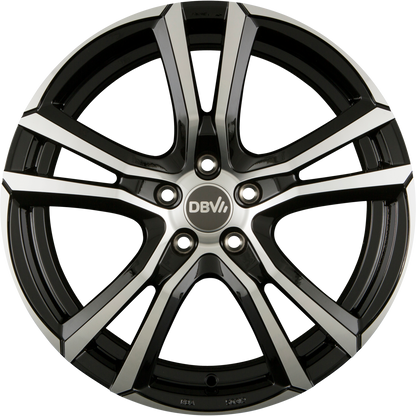 DBV Andorra Schwarz Front Poliert Alufelge 8x18 Zoll ET40 LK 5x114.3 ML74.1