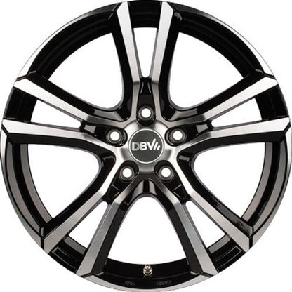 DBV Andorra schwarz glänzend front poliert Alufelge 7.5x17 Zoll ET35 LK 5x100 ML63.3 – Bild 2