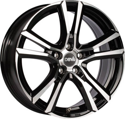 DBV Andorra schwarz glänzend front poliert 7.5x17 ET45 - LK5/108 ML74.1
