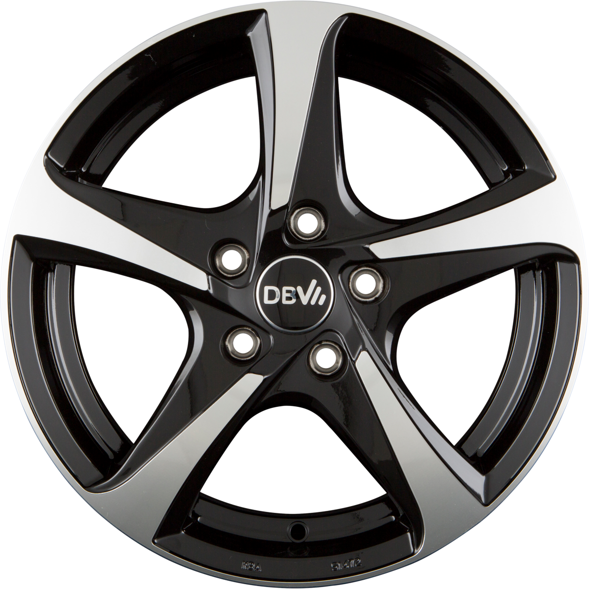 DBV 5SP 001 Schwarz Glänzend Front Poliert Alufelge 6.5x16 Zoll ET40 LK 4x100 ML63.3