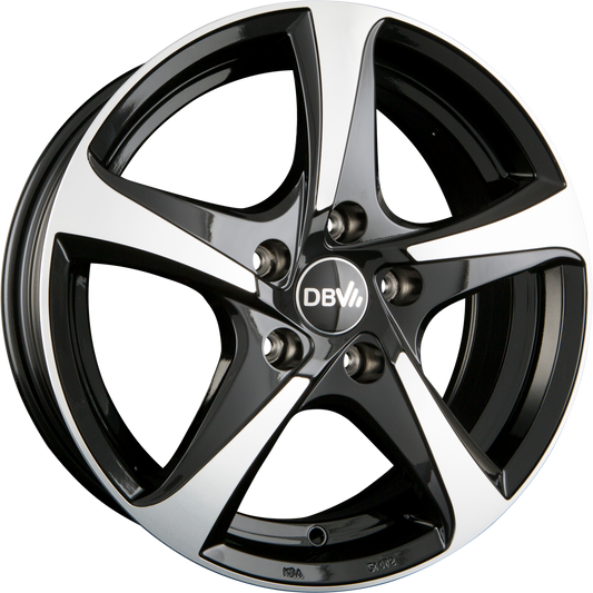 DBV 5SP 001 Schwarz Glänzend Front Poliert Alufelge 6.5x16 Zoll ET40 LK 4x100 ML63.3 – Bild 2