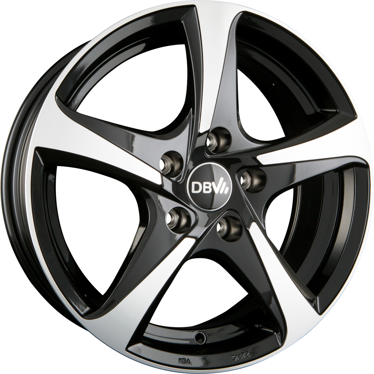 DBV 5SP 001 Schwarz Glänzend Front Poliert Alufelge 6.5x16 Zoll ET40 LK 4x100 ML63.3 – Bild 2