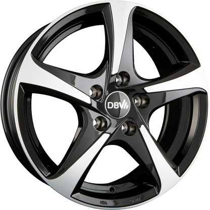 DBV 5SP 001 Schwarz Glänzend Front Poliert Alufelge 6.5x16 Zoll ET40 LK 4x100 ML63.3 – Bild 2