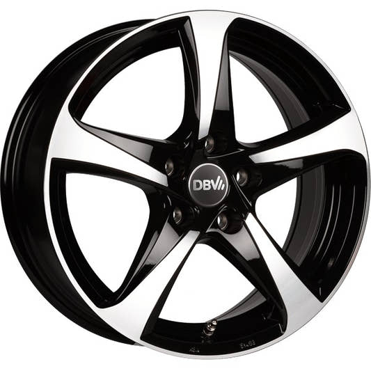 DBV 5SP 001 schwarz glänzend front poliert 7x17 ET48 - LK5/108 ML74.1