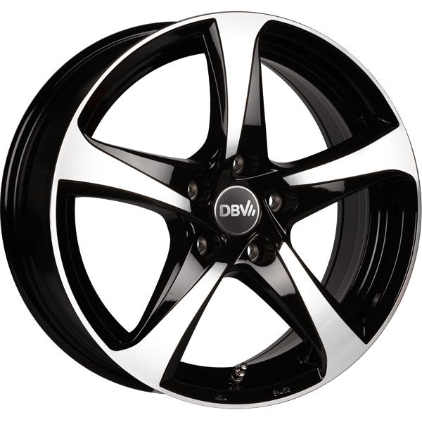 DBV 5SP 001 Schwarz Glänzend Front Poliert Alufelge 8x18 Zoll ET40 LK 5x112 ML74.1