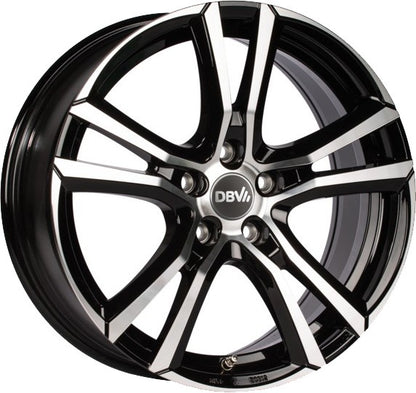 DBV Andorra schwarz glänzend front poliert 8x19 ET40 - LK5/114.3 ML74.1
