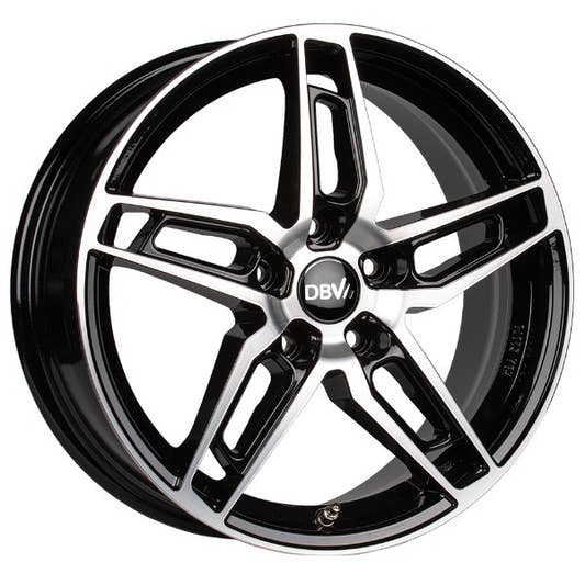 DBV 5DS 005 schwarz glänzend poliert 7x17 ET43 - LK5/112 ML70.1