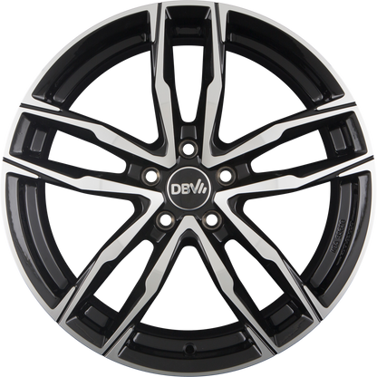 DBV Vienna II schwarz glänzend front poliert Alufelge 8x18 Zoll ET35 LK 5x120 ML72.6 – Bild 2