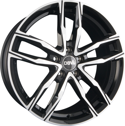 DBV Vienna II schwarz glänzend front poliert Alufelge 8x18 Zoll ET35 LK 5x120 ML72.6 – Bild 3