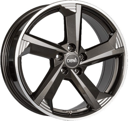 DBV Torino III anthrazit glänzend poliert Alufelge 8x19 Zoll ET42 LK 5x108 ML70.1