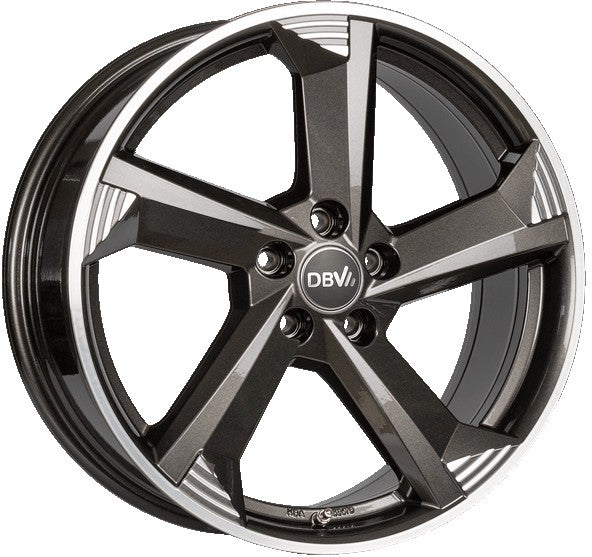 DBV Torino III anthrazit glänzend poliert Alufelge 8x19 Zoll ET47 LK 5x114.3 ML71.6