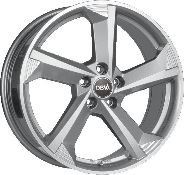 DBV Torino III hyper silber poliert 7.5x17 ET40 - LK5/100 ML60.1