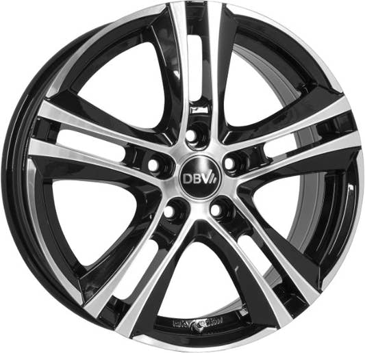 DBV Andorra II schwarz glänzend front poliert 8x19 ET55 - LK5/108 ML70.1