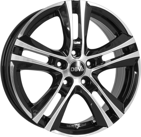 DBV Andorra II schwarz glänzend front poliert 8x19 ET45 - LK5/112 ML70.1