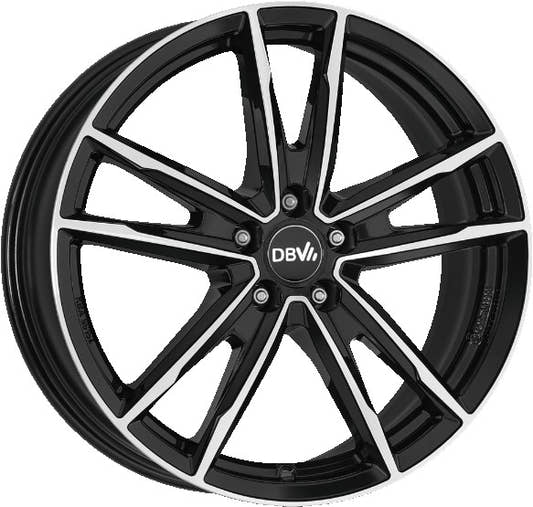 DBV Florida KF schwarz glänzend front poliert 7x17 ET42 - LK5/108 ML65.1