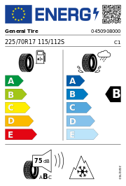 General Tire Grabber AT3 3PMSF FR M+S BSW 225/70 R17 115/112SS Ganzjahr – EU-Reifenlabel