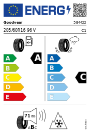 Goodyear Vector 4Seasons Gen-3 XL 3PMSF 205/60 R16 96V Ganzjahr – EU-Reifenlabel